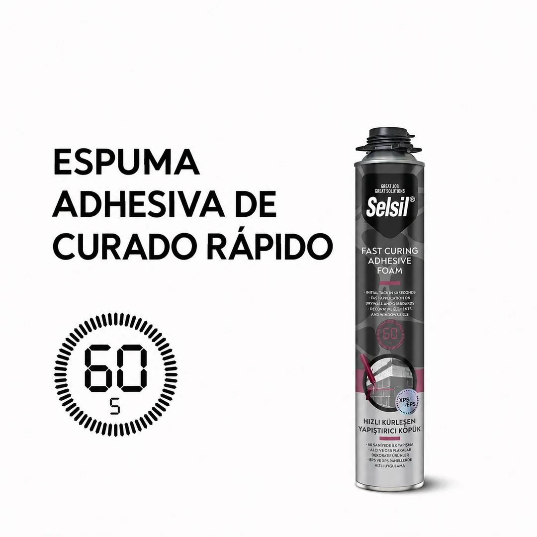 Espuma adhesiva de curado rápido