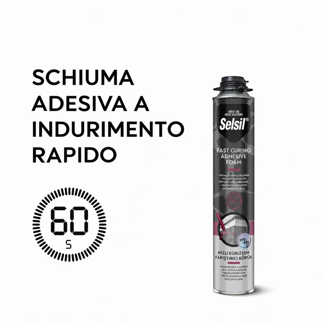 Schiuma adesiva a rapida polimerizzazione